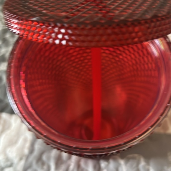 Red Studded Tumbler with Straw - Picture 4 of 6